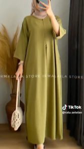 gamis crinkle jumbo terbaru gamis busui resleting depan ld 120cm gamis abaya polos pakaian raya fashion wanita muslim kekinian