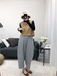 Li Xiaoxiaojia Heavy Weight God Version Fall and Winter Double-Sided Wool Baggy Pants Ninth Casual Harem Grandmas Pants Thickened