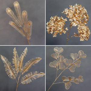 Wedding Decoration Gold Fake Flowers Artificial Bouquet Festive Decorative Scenarios Arrangement Props Fortune Bucket Ornament