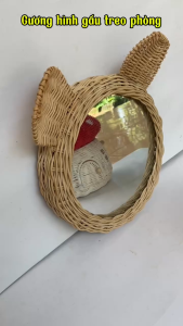 Gương mây treo đan hình gấu- decor phòng ngủ nhà tắm cho bé- Quà mừng thôi nôi đầy tháng