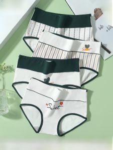 Antibacterial Pure Cotton Triangle Panties Large Size Cute Cartoon Design Womens Underwear Breathable Comfortable Briefs
