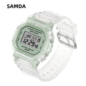 Sanda | Đồng Hồ Thể Thao Thời Trang Nữ SANDA Đồng Hồ Thể Thao Kỹ Thuật Số LED Chống Nước Với Dây Đeo Trong Suốt Dây Đeo Silicon Đồng Hồ Bấm Giờ Đèn Nền Chống Sốc