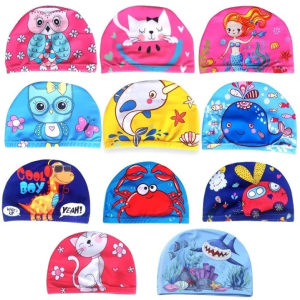 Kids Cute Swimming Cap Ear protection Waterproof Swimming Caps