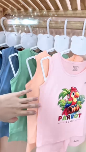 Bộ ba lỗ in hình Chim Vẹt BENTY BT117 thời trang trẻ em thoáng khí mềm mại mát mẻ