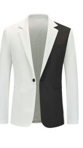 Vest nam Áo vest nam chất liệu Polyester phối 2 màu đen trắng thanh lịch sang trọng dễ phối đồ mã N42