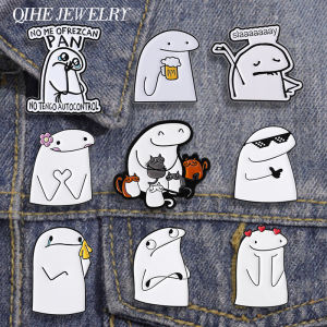 1-9pcs Funny Simplified Figures Flork And Cat Enamel Pins Cartoon Cute Characters Brooches Laple Badge Jewelry Gift for Friends