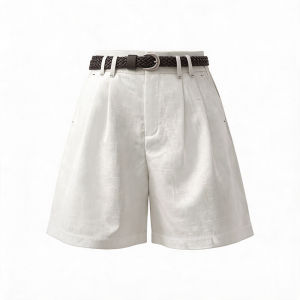 Petit Bari | Loose Luxe Tencel Linen Bermuda Shorts High Waist Summer