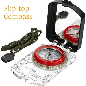 Survival Compass with Sighting Mirror Adjustable Declination & Clinometer Multifunctional Gear for Outdoor Camping Hiking