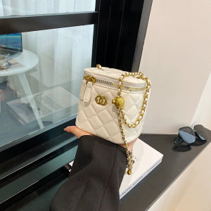 Summer New Small Golden Ball Box Bag Womens Crossbody Bag Embroidered Diamond Grid Soft PU Leather Single Shoulder Handbag