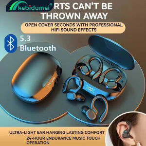 Kebidumei móc đeo tai tai nghe thể thao không dây 50h mở tai tai nghe bluetooth với giảm tiếng ồn màn hình LED để chạy xe đạp