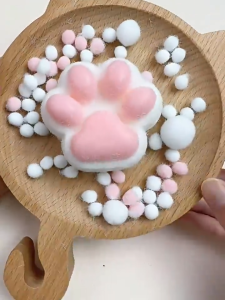 Cat Claw Cartoon Pearl Squeeze Decompression Toys Plush Cat Paw Stress Relief Mini Toys Squishy