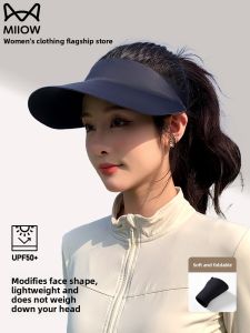 Miiow | Cat Woman Ice Silk Foldable Sun Hat UV Protection Summer Cycling Wide Brim Empty Top Hat For Women Casual Style Travel Hat