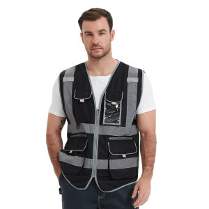 Blue Safety Vest Reflective For Men Construction Work Wear With High Visibility Reflective stripes Outdoor Workwear