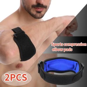 สายรัดสายรัดพยุงข้อศอก2ชิ้นปรับได้ระบายอากาศได้ปลอกแขนแรงดันสูงอุปกรณ์อุปกรณ์ป้องกันกีฬาภายนอกอาคารนักกอล์ฟเทนนิส