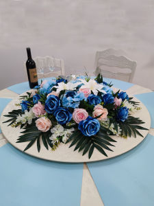 ตกแต่งดอกไม้สีสดใส ดอกไม้เทียม ดอกไม้ประดับโต๊ะอาหารขนาดใหญ่ ตกแต่งดอกไม้แบบหมุนได้ สไตล์ย้อนยุค สไตล์จีน ดอกไม้ประดับโต๊ะกลาง