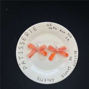 Cute Bean Butterfly Knot Earrings Orange Sash Girls Ear Jewelry Fresh Orange Clip-On Earrings Original Design Fashion Accessories
