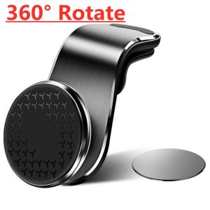 360 Rotatable Air Vent Magnetic Car Phone Holder Metal Universal Mobile Phone Stand For IPhone 15 Samsung Car GPS Support Mount