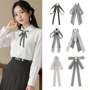 สีเทาเข้ม ผ้าไหม เสื้อปมผีเสื้อริบบิ้น ผู้หญิง สไตล์แฟชั่นอังกฤษตกแต่งเข็มกลัด Pin อุปกรณ์เสริม เรียบง่าย Elegance โพลีเอสเตอร์