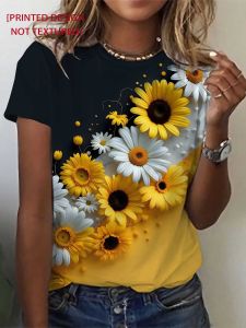 Womens Tee - Sunflower & Daisy Bouquet Graphic Bright Floral Print Design for Casual Daily Wear