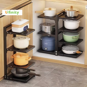 Lifinity🔥🔥Upgrade Thickened Solid Board Adjustable Pot Racks Kitchen Racks Organizer Under Sink Storage Holders Counter Condiments Shelves