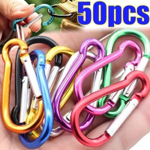 【Pphha】50PCS Colorful Car Keychain Alluminum D-ring Buckle Spring Carabiner Snap Hook Clip Keychain Camping Climbing Metal Key Ring Car Accessories