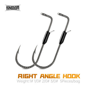 Kingdom 90 Degree Jig Fishing Hook 5pcs/bag 1#  1/0# 2/0# 3/0# High Carbon Steel Freshwater Right Angle Barbed Fish Hook