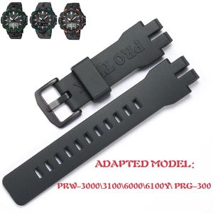 Rubber Strap Suitable For Casio ProTrek PRG-300 PRW3000/3100/6000/6100Y PRG300 Men Waterproof WristBand Black Bracelet Watch Accessories