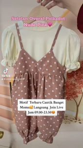 Overal Anak Perempuan 2in1 Knit Pink Nude Dots