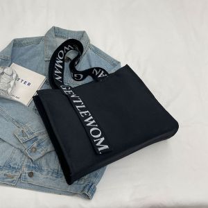 Large-Capacity Textured Tote Bag 2024 New Arrival Letter Shoulder Strap Gentle Woman Canvas Bag Shoulder Bag