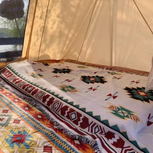 1pc Durable vintage camping blanket - perfect for outdoor picnics tear resistant polyester fiber machine washable