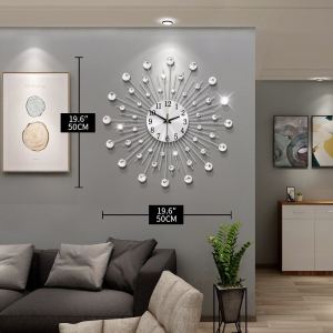 Metal Wall Clock 50x50cm Suitable for Living Room/Bedroom Art Home Decoration Elegant Peacock 3D Wall Clock