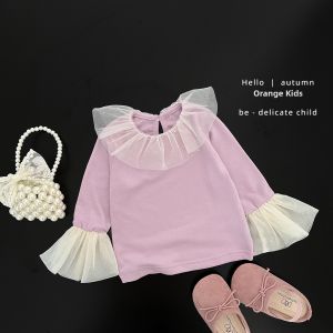Girls Lace and Sequin Collar Shirt