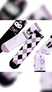 Girls Socks Middle Tube Kuromi Childrens Versatile Lower Leg Socks Long Cartoon Tube Socks Cotton