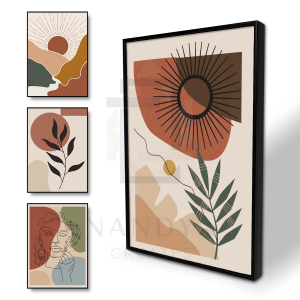 Nandya Creates - Hiasan Dinding Poster Frame Block Abstract Wall Art / Tema Botanical & Natural
