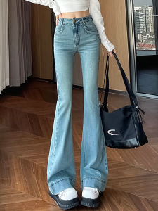 High Waist Bell Bottom Jeans Womens Light Blue Spring Autumn 2025 New Style Slimming Design Hot Girl Horse Hoof Jeans