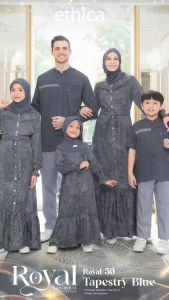 Baju Sarimbit Couple Keluarga 2025 Ethica Royal 50 Tapestry Blue