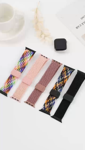 Tali Nilon Kepang Gesper Magnetik untuk Jam Tangan Iwatch Ultra 2 49Mm Seri 10 9 8 7 6 5 4 3 2 1 SE 46Mm 45Mm 41Mm 40Mm 38Mm Tali Elastis Dapat Disesuaikan SE 3/ultra 3