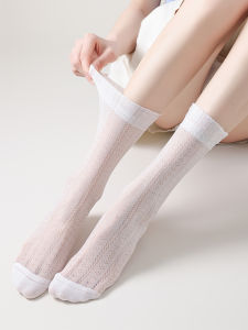 Tất Lụa Pha Lê Siêu Mỏng Ice Ice Summer Breathable Thin Womens No Bone Mid-Calf Crystal Silk Ultra Thin Pile Pile Tất