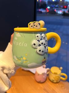 Cute Cartoon Ceramic Cup High Aesthetic Value Men Women Students Office Breakfast Milk Couple Water Cup Home Office Use