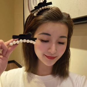 Pearl Bow Claw Clip Bang Clip Female 2024 New Arrival Forehead Clip Headdress Hairpin Side Clip Fixed