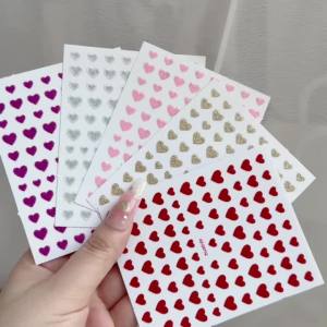1/5Pcs 5D Valentines Day Glitter Love Nail Stickers 8*10cm Gold Silver Red Pink Purple Heart Nail Decals Sweet Nails Supplies 1