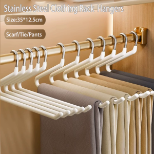 10PCS Goose Type Dip Metal Pants Rack Wardrobe Dormitory Telescopic Z Type WOMENS Clothes Rack Multi Layer Storage Pants Rack