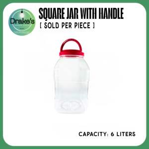 RED CAP Square Jar with Handle 6 Liters Capacity Sold Per Piece Ideal for Storage and Organization