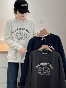 เสื้อสเวตเตอร์คอตั้งแขนยาวผู้หญิงฤดูหนาว ปกโปโล ลายกระต่ายน่ารัก อบอุ่น ระบายอากาศได้ดี เสื้อผ้าทำงานสไตล์เกาหลี