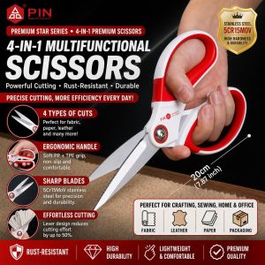 Multi-Function Scissors 5Cr15MoV Stainless Steel Sharp Durable Fabric Leather Paper Cutting Shears Home Office Sewing Craft