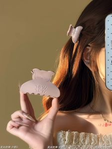 Korean Style Sweet Pink Letter Bear Hair Clip Simple High-End Versatile Cute Shark Hair Clip Fashionable Hair Accessories