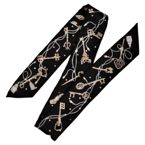 Printed Silk Scarf Handle Decorative Bowknot Chain Handbag Strap Korean Style Hairband Bag Wrapping Ribbon Fashion Accessory