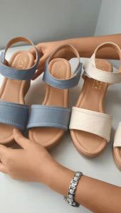 Giày xăng đan nữ đế xuồng da bò thật cao cấp VI VI .Đế cao 9 phân .