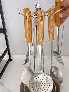Rotatable Pot Lid Holder Utensil Rack