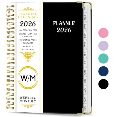 2026 A5 Coil-bound Planner Weekly & Monthly Calendar Notebook for Work and Life Organization